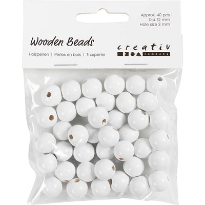 Perline di legno dell'azienda Creativ, d 12 mm, misura del buco 3 mm, ca. 40 pezzi, bianco, 22 g 1 scatola