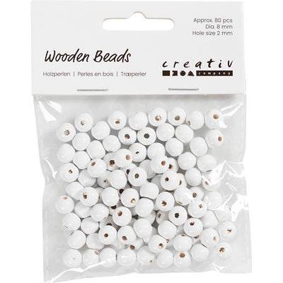 Perline di legno dell'azienda Creativ, d 8 mm, misura del buco 2 mm, ca. 80 pezzi, bianco, 15 g 1 scatola
