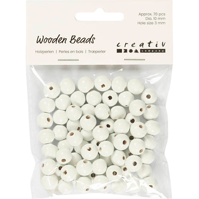 Perline di legno dell'azienda Creativ, d 10 mm, misura del buco 3 mm, ca. 70 pezzi, bianco, 20 g 1 scatola