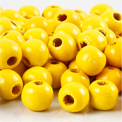 Perline di legno dell'azienda Creativ, d 10 mm, misura del buco 3 mm, ca. 70 pezzi, giallo, 20 g 1 scatola