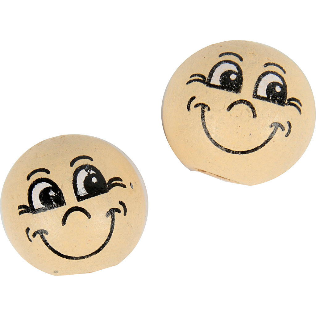 Creativ company bolas de madera con caras, d 12 mm, beige claro, 20 piezas 1 caja