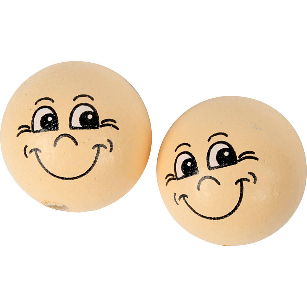 Creativ company bolas de madera con caras, d 22 mm, beige claro, 10 piezas 1 caja