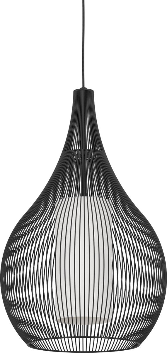 Eglo razoni 1 hanglamp - e27 - ø 42,5 cm - zwart|wit - staal|glas