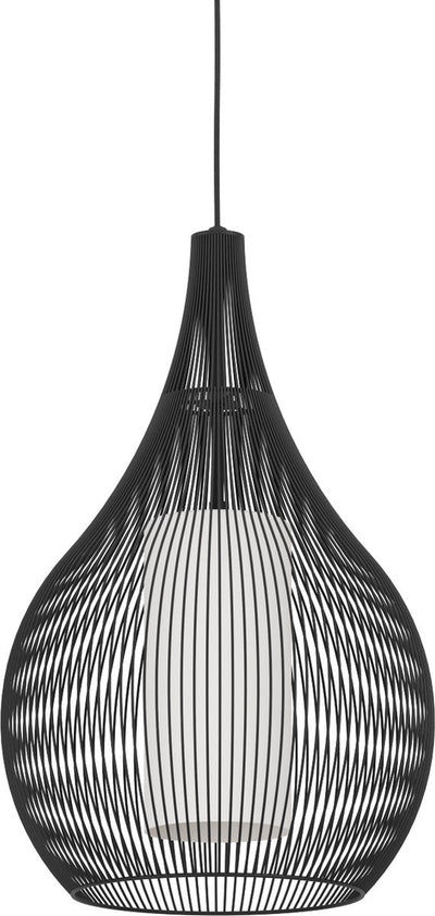 Eglo razoni 1 lampada a sospensione - e27 - ø 42,5 cm - nero|bianco - acciaio|vetro