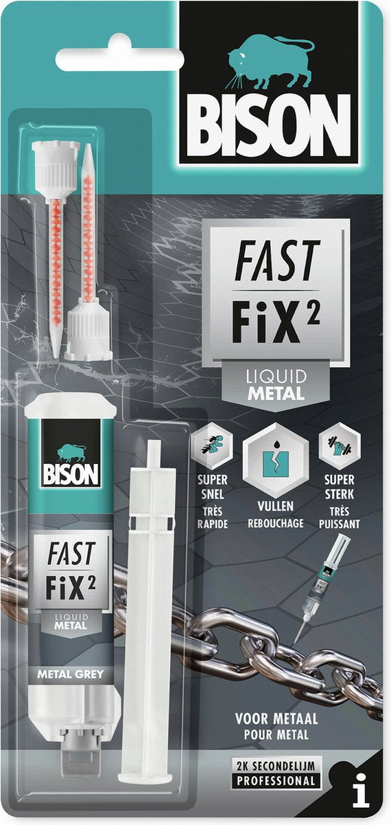 Bison fast fix² vloeibaar metaal 10 g, 2-componentenlijm, metaal, reparatie, vulcapaciteit tot 5mm