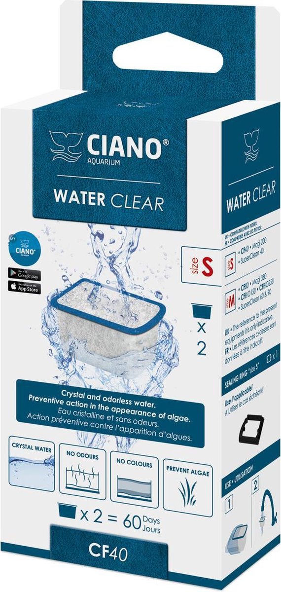 Ciano Water Clear - filtro per acquario - 2 pezzi - piccolo