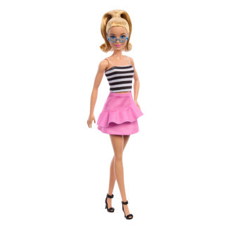 Mattel Fashionistas Pop #213, rubio con tapa a rayas, R
