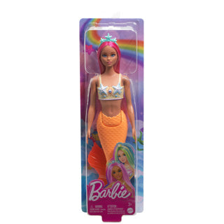 Mattel Mermaid Pop con capelli rosa e morbida coda arancione