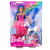 Mattel Unicorn Doll con capelli blu, vestito rosa e alicorno