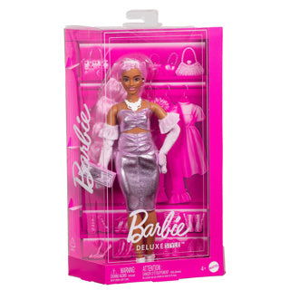 Barbie fashionsta bambola deluxe + capelli rosa metallizzato
