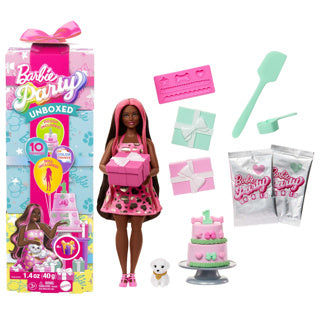 Barbie party unboxed 2 1 pop met knalroze jurk