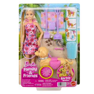 Barbie malibu walking puppy toy set - doll and poopable dog and accessories