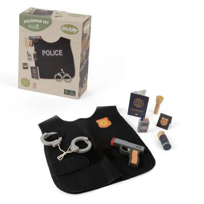 Dantoy set de policía de madera juguetes de 8 piezas para niños.