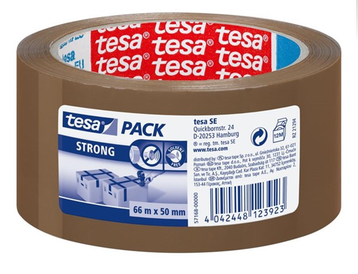 Cinta de embalaje Tesa 66mx50mm marrón 6uds