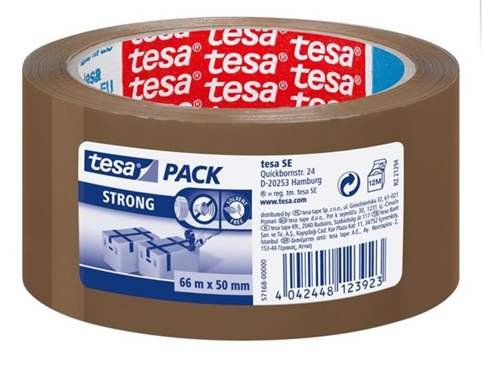 Cinta de embalaje Tesa 66mx50mm marrón 6uds