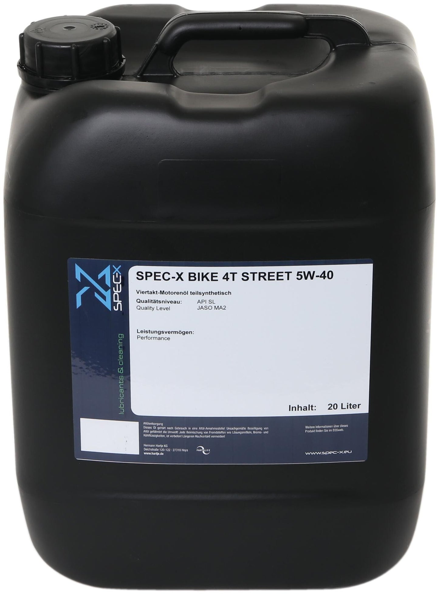 Spec-x motoröl bike 4t street motor oil 4t 5w-40 stree 20l bike