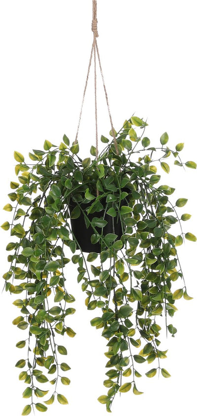 Mica decorations - ficus artificial hanging plant in pot - h46 x ø20 cm - green