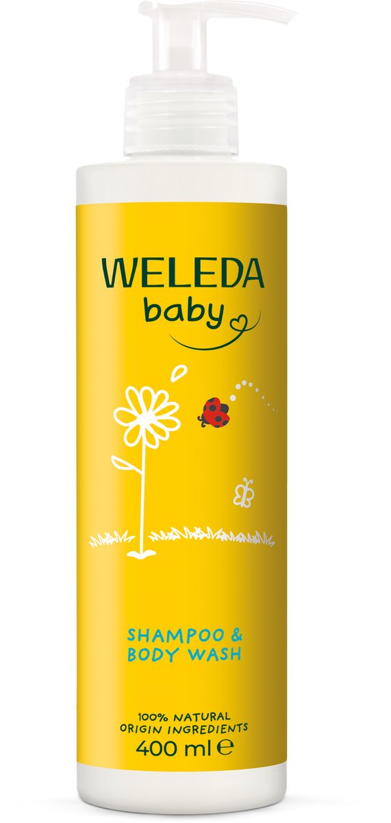 Weleda babyshampoo douchecrème - calendula - mild reinigen uitdroging voorkomen - 100% natuurlijke ingrediënten - 400ml