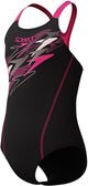 Speedo medley logo medalist meisjes sportbadpak - zwart roze
