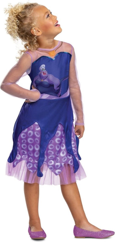 Costume classico travestimento da cattivi Disney di Ursula per bambini - fino a 8 anni - multicolore