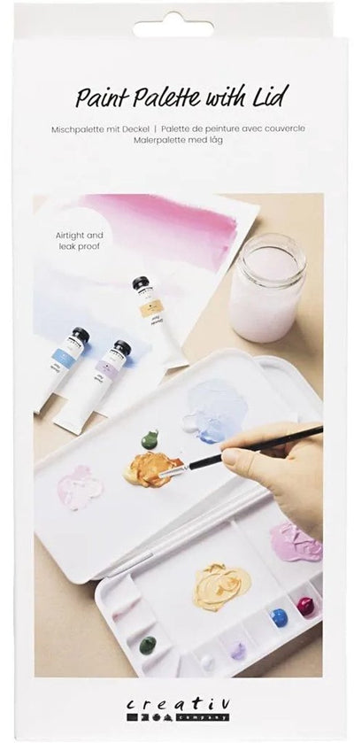 Tavolozza da pittura Creative Company con coperchio, dimensioni 27x12,7x2,3 cm, argento, bianco, 1 pezzo