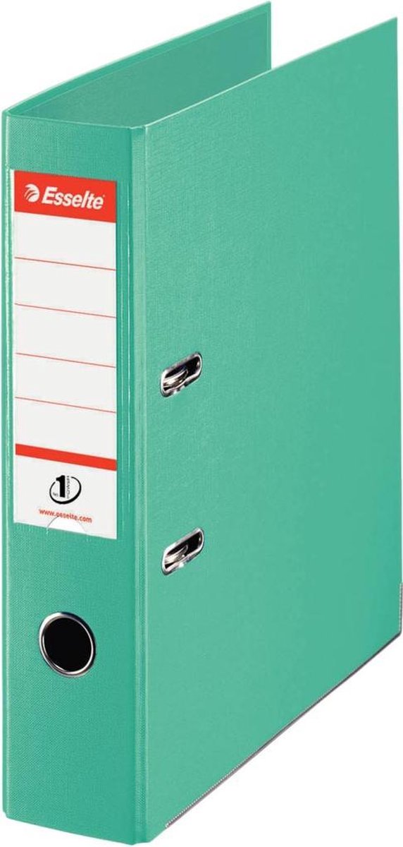 Esselte n.1 raccoglitore A4 in plastica con porta etichette - 2 anelli - larghezza dorso 75mm - capacità 500 fogli - verde chiaro