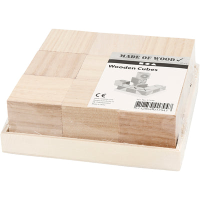 Blocchetti in legno Creativ Company, misura 4x4x4 cm, 9 pezzi, 1 scatola