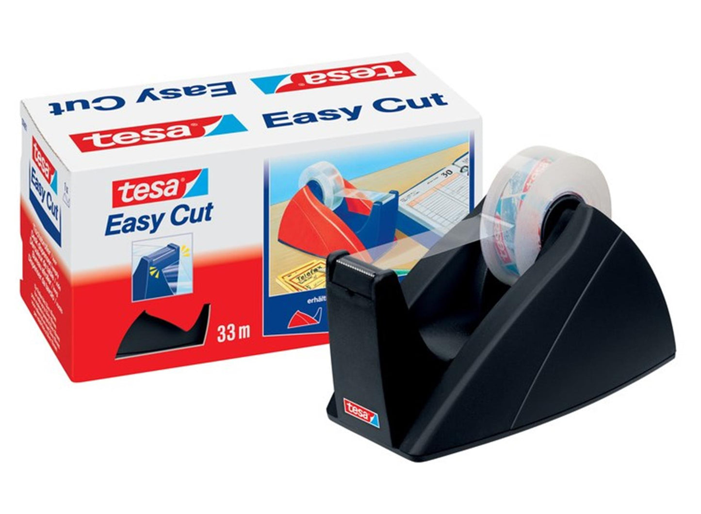 Dispensador Tesa corte fácil 33m negro