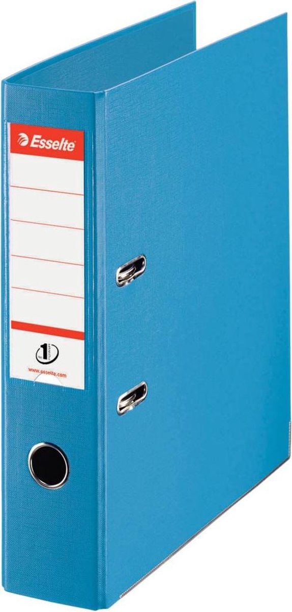 Esselte n.1 raccoglitore A4 in plastica con porta etichette - 2 anelli - larghezza dorso 75mm - capacità 500 fogli - azzurro