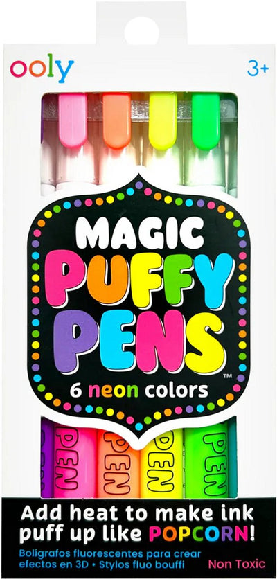 Ooly - rotulador magic puffy - 6 rotuladores 3D neón - tinta magic puff por calentamiento