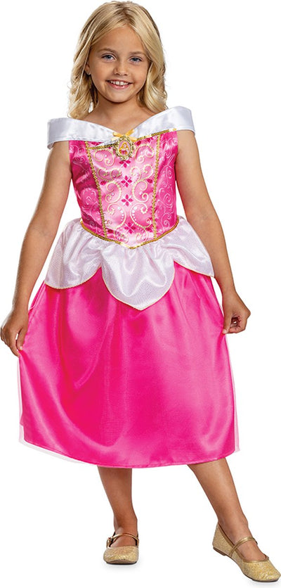 Disfraz princesa disney - bella durmiente, vestido aurora clasico, talla xs (3t-4t años), niña