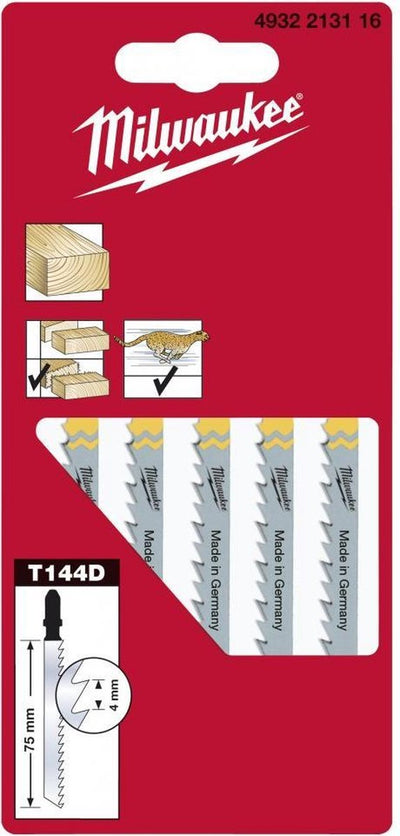 Milwaukee 4932213116 hoja de sierra de calar t 144 d hcs - rápida - madera (5 piezas) - t 144 d
