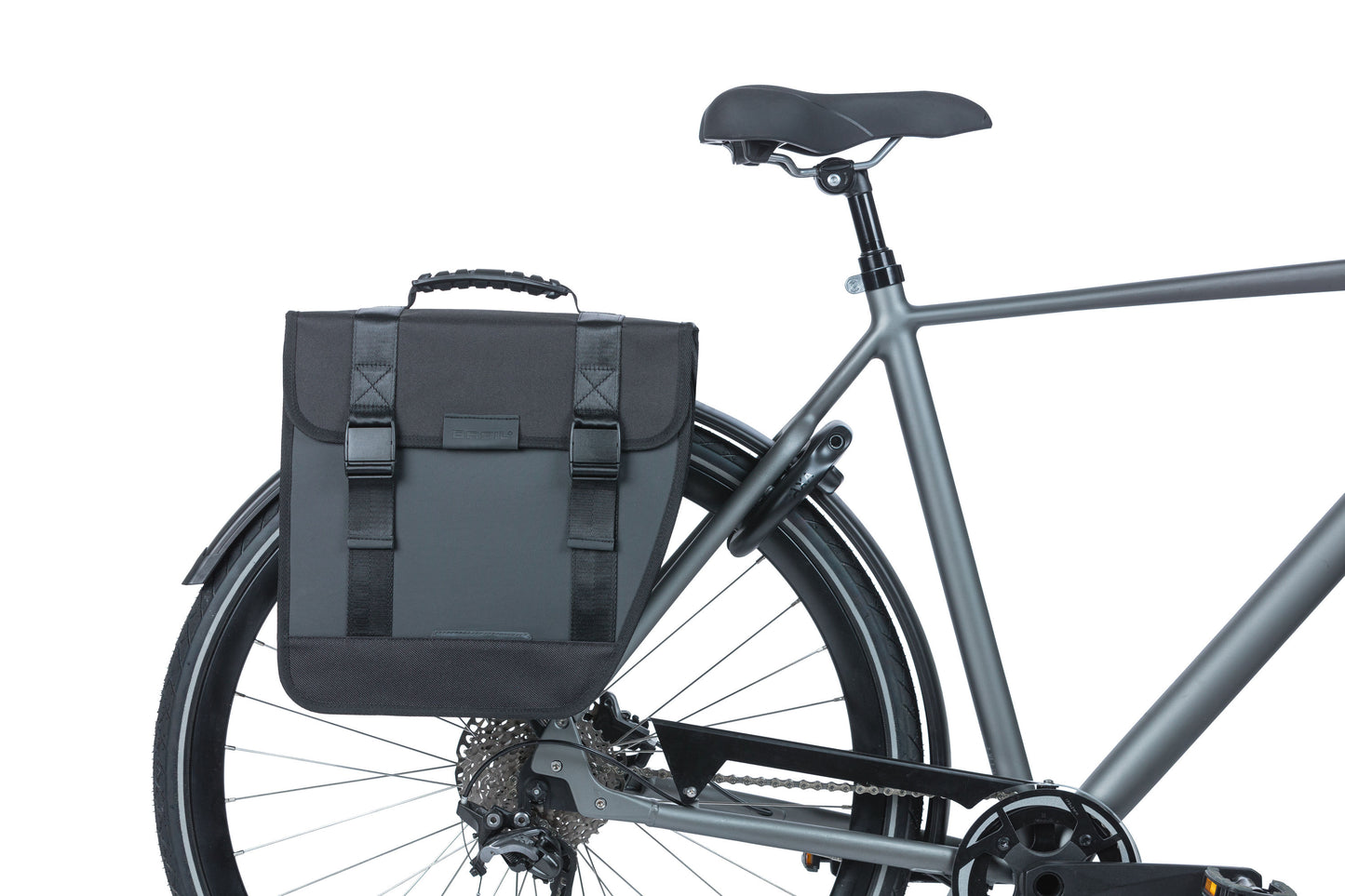 Tour di basilico a sinistra - borsa per bicicletta singola, nero, impermeabile