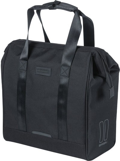 Basil Grand Bicycle Shopper - Bolsa de retorno de agua negra para bicicletas eléctricas, 23L