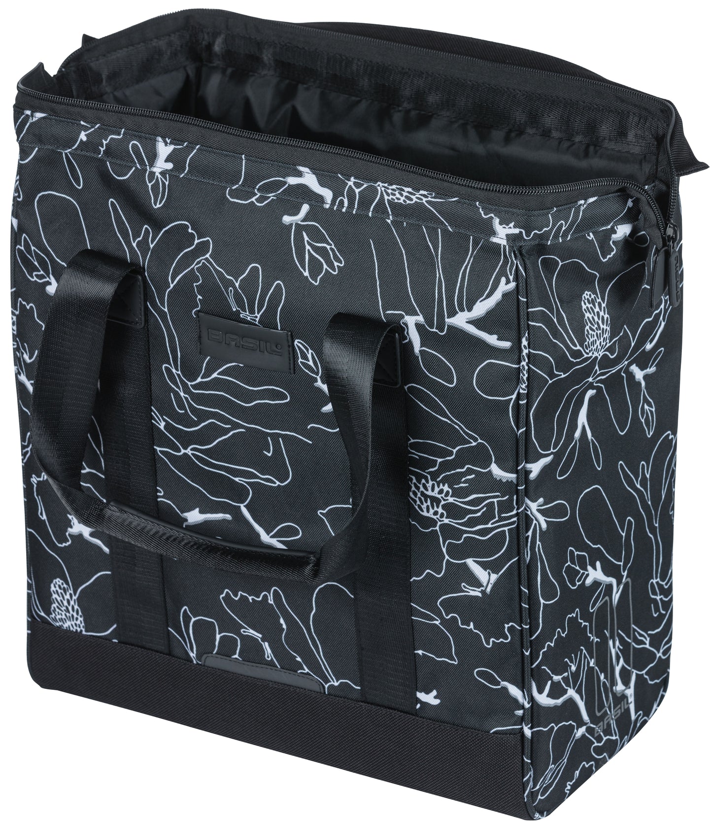Basil Grand Flower Fietshopper - Bolsa de agua negra con caja para computadora portátil - 23L
