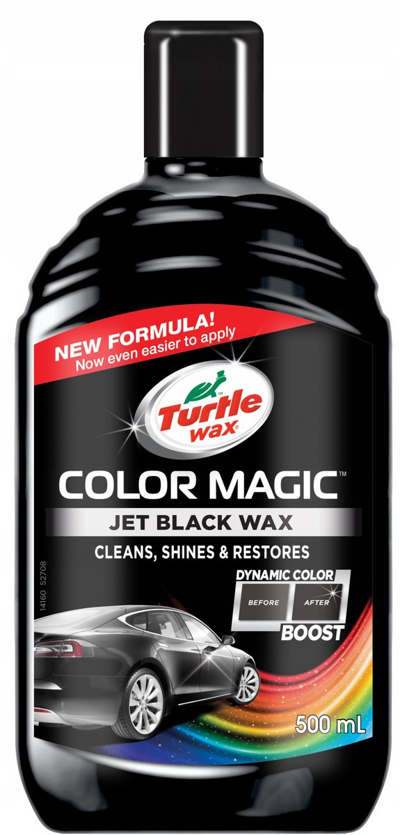 Turtle Wax Color Magic Jet Black Wax - Limpia da brillo - Restaura y agrega color - Camufla rayones y manchas opacas - Proporciona protección duradera - Rápido y fácil de usar - 500ml