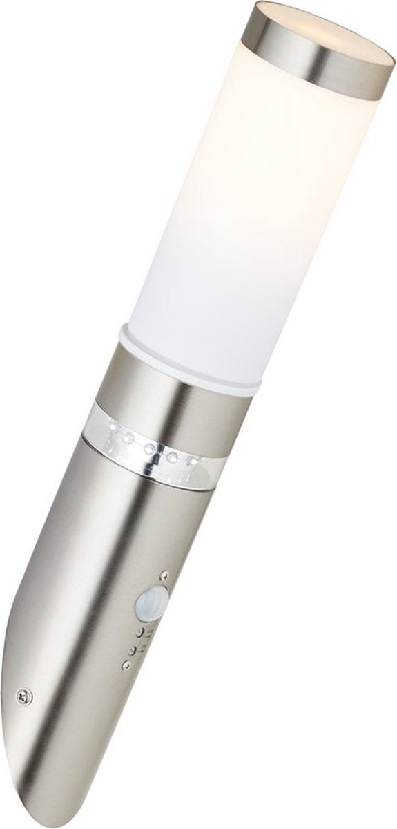 Brilliant bole - lámpara de pared para exterior con sensor de movimiento - cromo; blanco