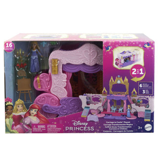Disney princess small doll carriage to castle 2-in1 playset