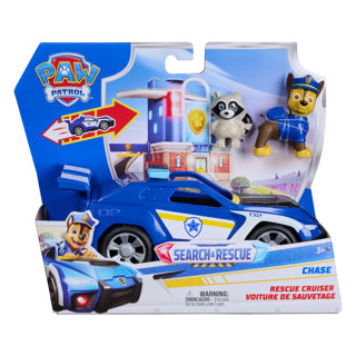 Patrulla canina - búsqueda y rescate - vehículo de persecución con función de retroceso de 2 figuras - vehículos de juguete