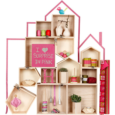 Creativ company houten showdozen vierkant set van 3 stuks h:15-28