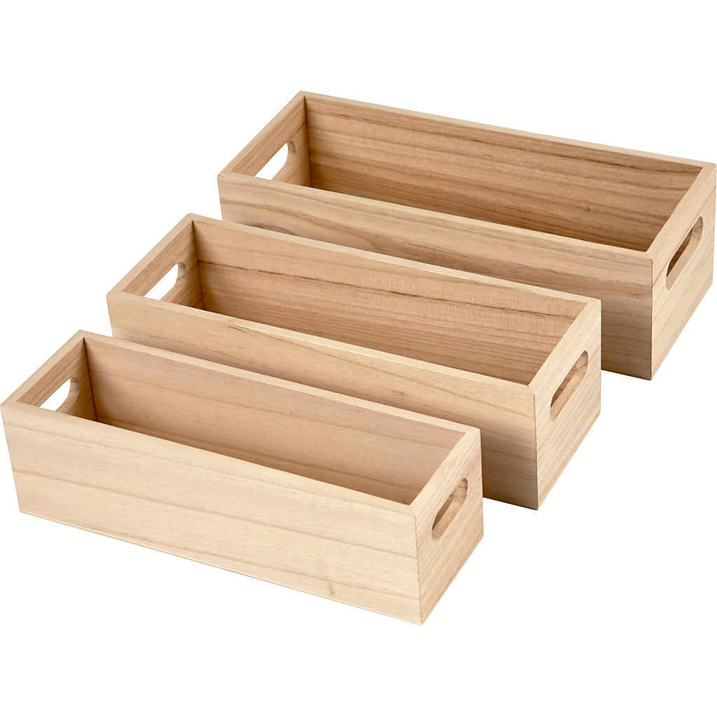 Casse aziendali Creativ, h: 6,5-7,5 cm, l: 22+23,5+25 cm, l: 6,5+7,5+8,5 cm, 3 pezzi 1 set