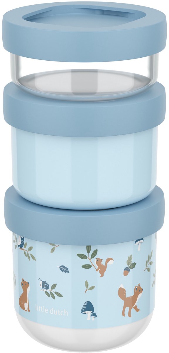 Mepal mio snack box stack 3 pezzi piccolo olandese - 550 ml - impila quanto ti serve - adatto al microonde e alla lavastoviglie - amici della foresta