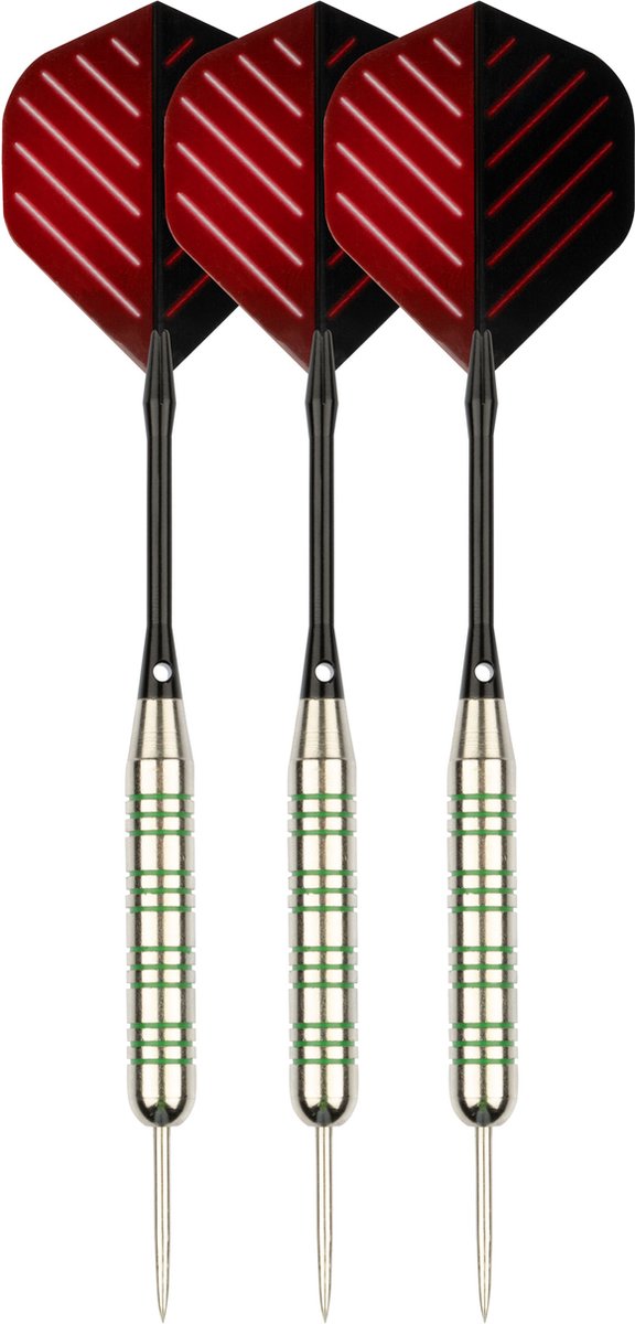 Set completo di freccette Faver - aste di riserva - argento nichelato - metallico - rosso nero - 24 grammi
