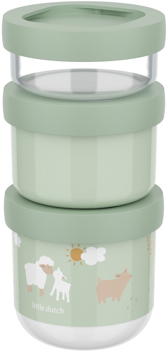 Mepal mio snack box stack 3 pezzi piccolo olandese - 550 ml - impila quanto ti serve - adatto al microonde e alla lavastoviglie - piccola fattoria