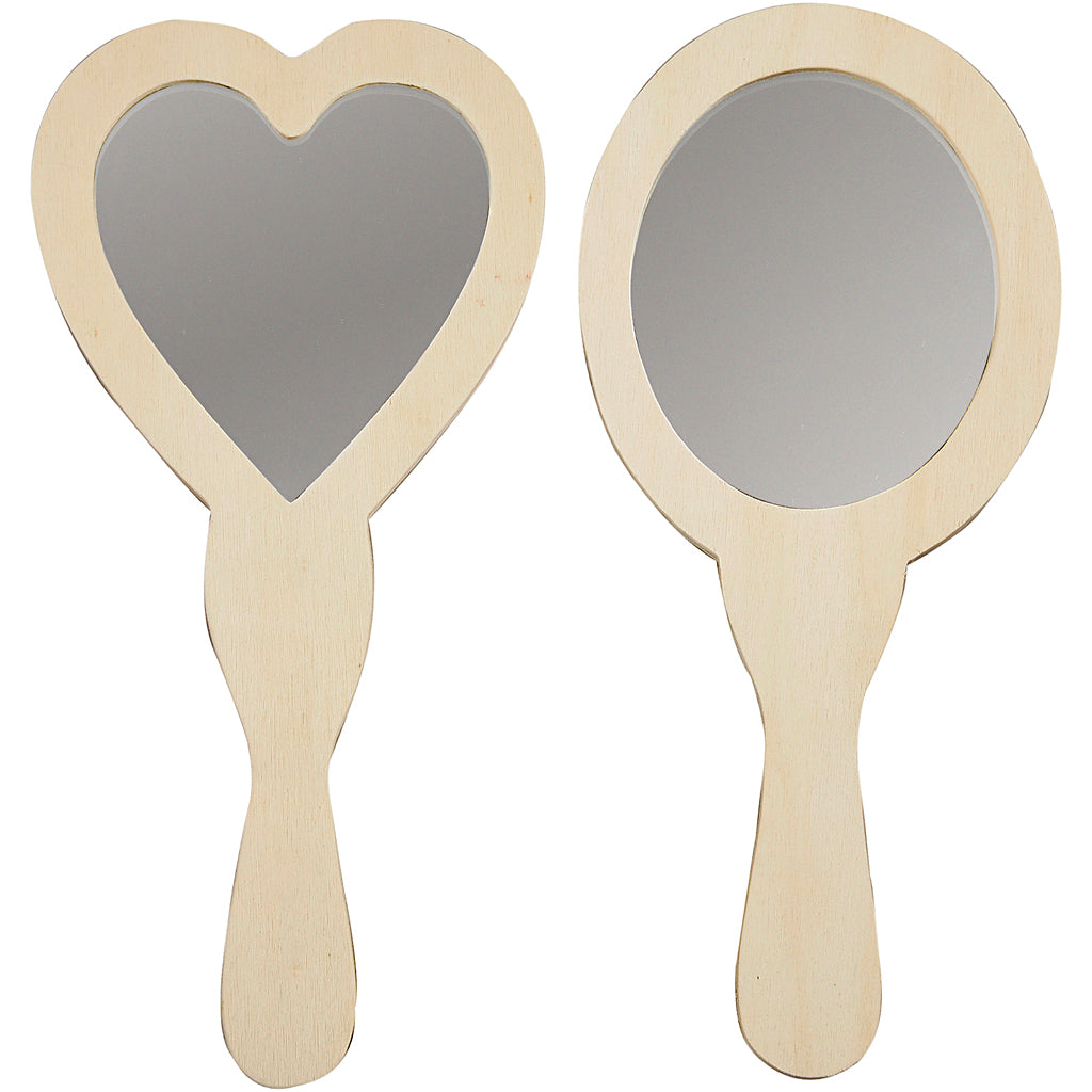 Creativ company versier je houten handspiegel, 2st. 25cm
