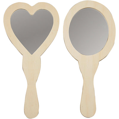 Creativ company versier je houten handspiegel, 2st. 25cm