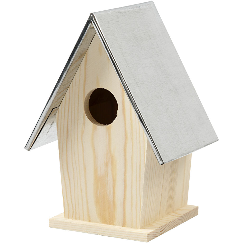 Casetta per uccelli dell'azienda Creativ con tetto in zinco, dimensioni 13,5x11x19 cm, dimensione foro 32 mm, 1 pezzo