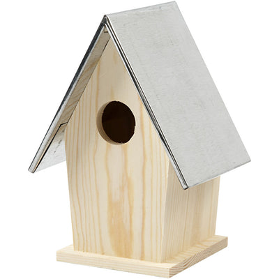 Casetta per uccelli dell'azienda Creativ con tetto in zinco, dimensioni 13,5x11x19 cm, dimensione foro 32 mm, 1 pezzo