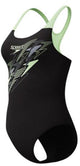 Costume da bagno sportivo intero da donna Speedo Medley con logo medaglia - nero verde