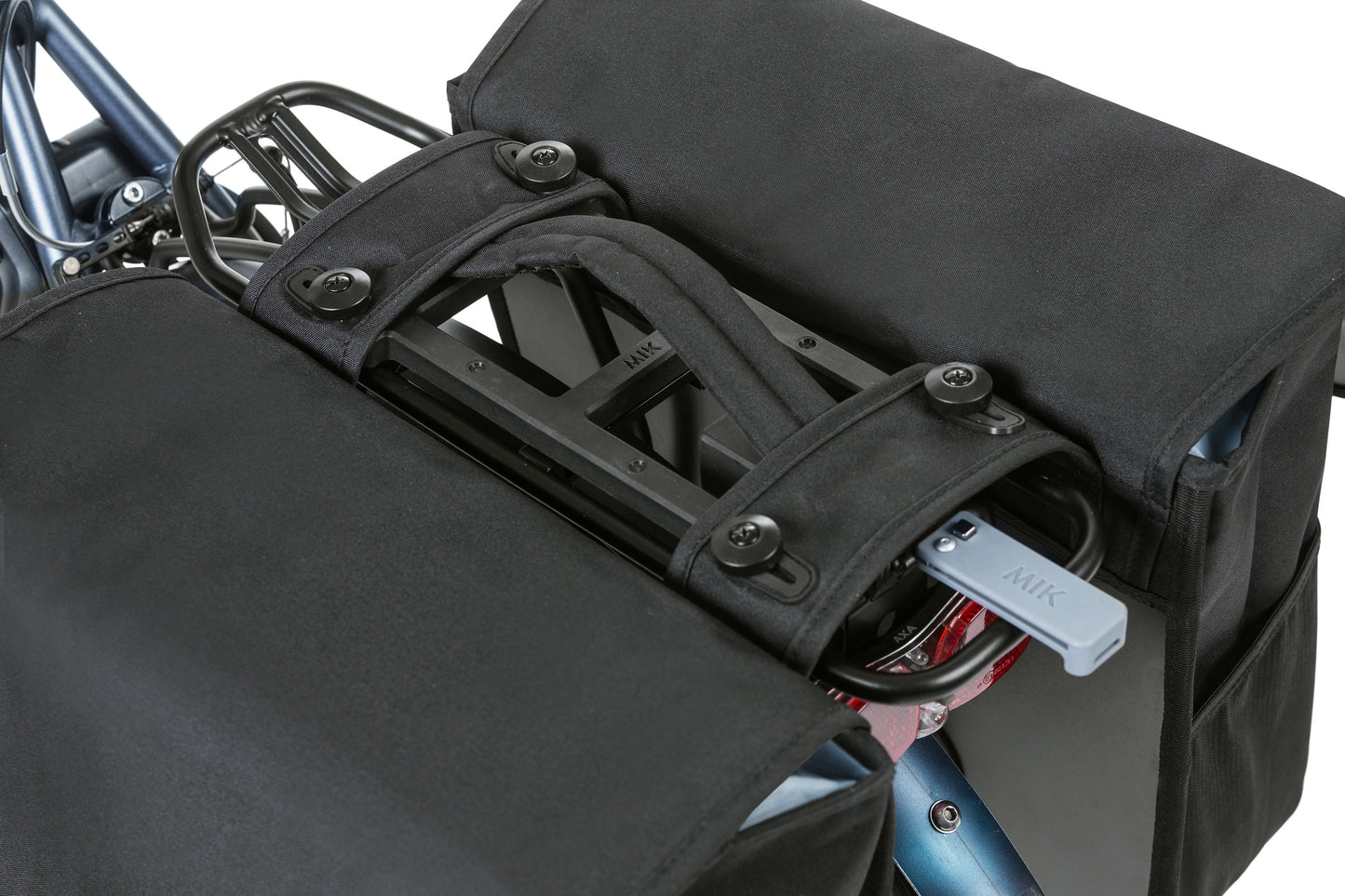 BASIL GO-DOUBLE BAG MIK, dubbele fietstas, zwart, 32L, geschikt voor MIK systeemdragers carrierplates